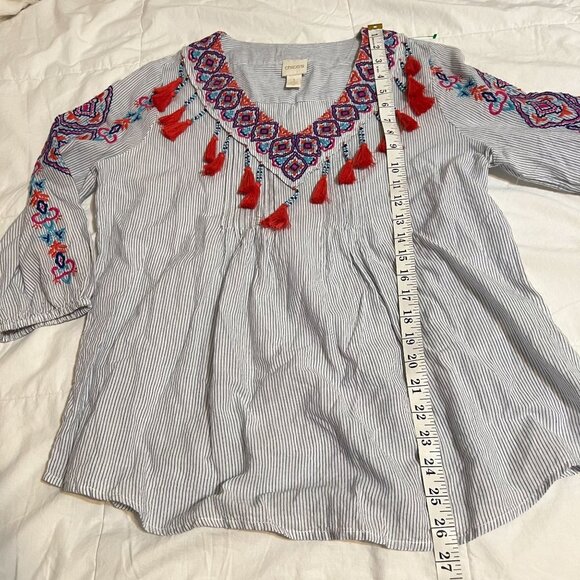 Chico pleasant Embroidered blouse, with tassels size 1 - Picture 5 of 12